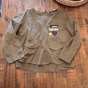 ZARA‎ Distressed Embellished Blouse